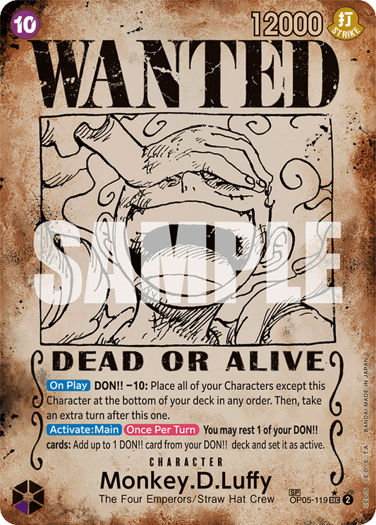 One Piece Card Game Monkey.D.Luffy OP05-119 Wanted Alt Art Englisch Near Mint