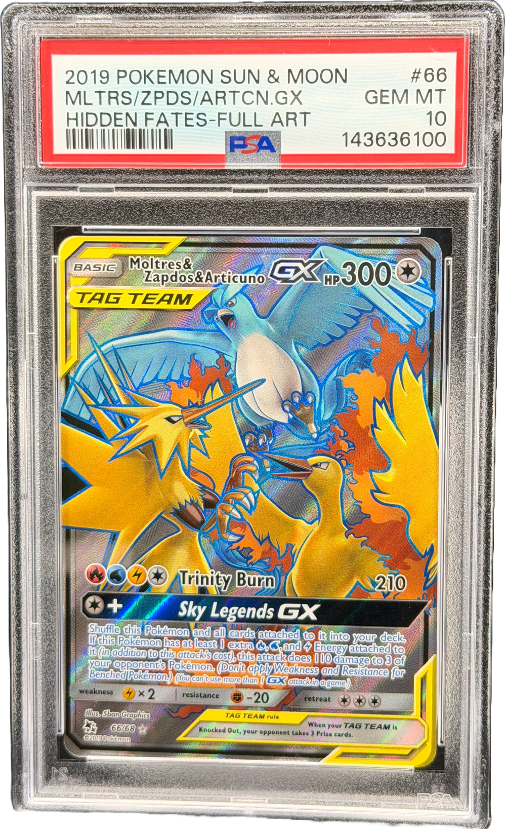 Moltres & Zapdos & Articuno GX (HIF 66) PSA 10 EN