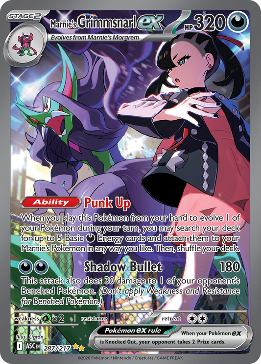 Pokemon TCG Marnie's Grimmsnarl ex 287/217 Special Illustration Rare Englisch Near Mint