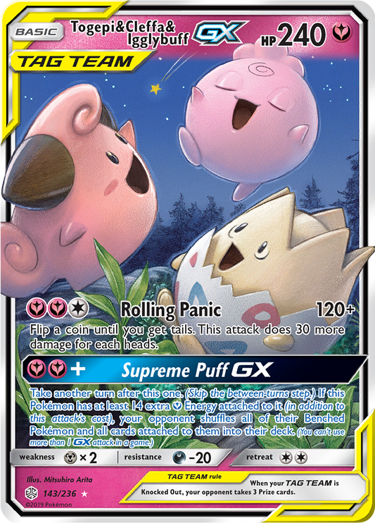 Pokemon TCG Togepi & Cleffa & Igglybuff GX 143/236 Rare Holo GX Englisch Near Mint